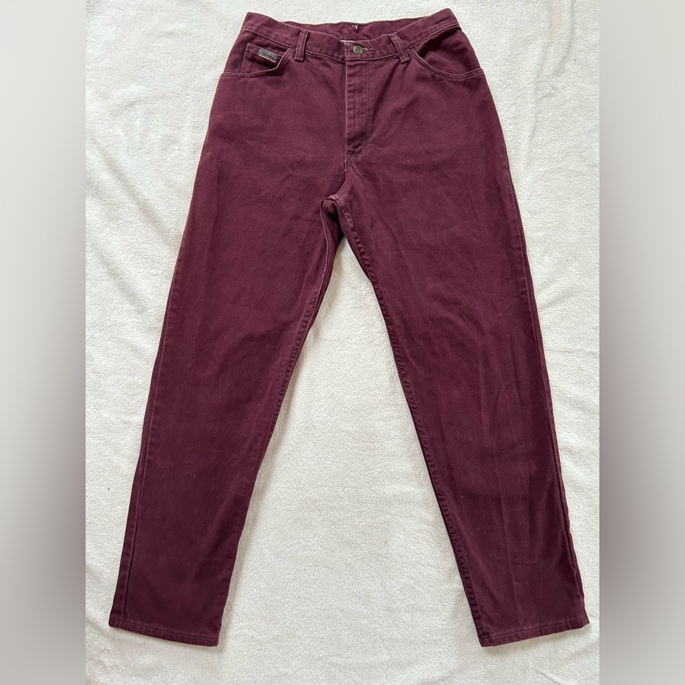 Wrangler vintage Burgundy High-Waisted straight Mom Jeans 28” waist 100% Cotton